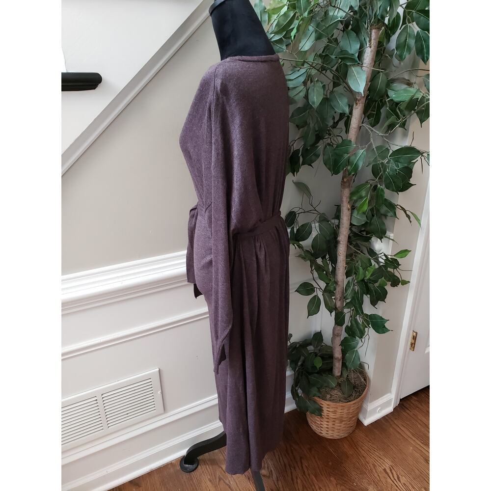 Terra & Sky Maxi Dress Womens 2X Brown Deep Neck Tie Waist Raglan Sleeve & Hem - Picture 12 of 14